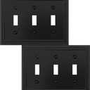 OKAWYC Triple Toggle Light Switch Cover Belaire Beaded Metal Wall Plate, 2-Pack Black 3 Gang, for Light Switch Cover Decorative Wallplate, Durable