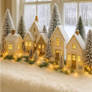 32" x 46" inch Christmas Fake Snow Blanket for Christmas Village Fuzzy Faux Fur Artificial Snow Blanket White Xmas Table Decor for Xmas Trees Village Display Party Winter Decorations Photo Prop