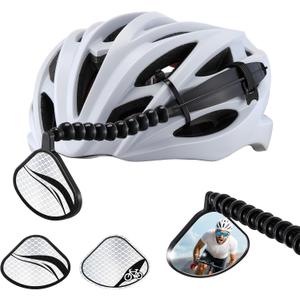 Enhon Upgraded 360 Adjustable Bike Helmet Mirror with Rear Reflector Lightweight Flat Rearview Mirror Fits Vented Helmets for MTB, Road & Long Distance Cycling Safety - Helmet NOT Included