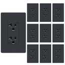 WEBANG Decorator Receptacle Outlet, Screwless Wall Plate Included, 20-Amp 125V Tamper Resistant Wall Outlet, 2-Pole, 3-Wire Self-grounding, ETL Listed, 10 Pack, Glossy Dark Grey