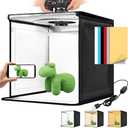 Photo Light Box, 12" x 12" Photography Light Box with CRI>95 120 Light Beads. Dimmable Shooting Tent Kit with White and Warm Light. 6 Color Backdrops Photo Booth for Studio Products Display