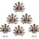 MorTime 6 Pack Turkey Tealight Candle Holders, Bronze Finished Metal Tea Light Candleholders, Thanksgiving Sitting Standing Turkey Holders Set for Table Kitchen Thanksgiving Decorations