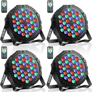 LED Stage Lights 4Pack - Czgor 36W RGB DJ Par Lights with Sound Activated Auto Play by Remote & DMX Control Uplights for Events Wedding Party Club Christmas Party Lighting