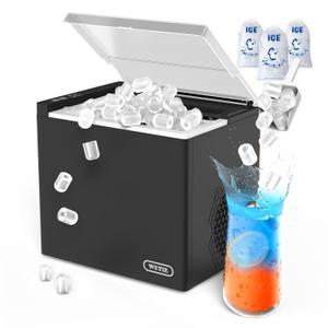 WETIE Ice Maker Countertop, 9 Bullet Ice Cubes in 6 Minutes, 26lbs/24Hrs with 2 Sizes, Portable Ice Machine with Basket, Scoop and Ice Pack, Compact ice Maker for Home, Kitchen, Camping, Party