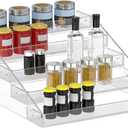 PMMASTO Widen Tiered Spice Rack, Seasoning Organizer, Clear Acrylic Vertical Shelves Can Organizer for Countertop, Cabinet, Pantry, Kitchen Organization and Storage - 5 Tier