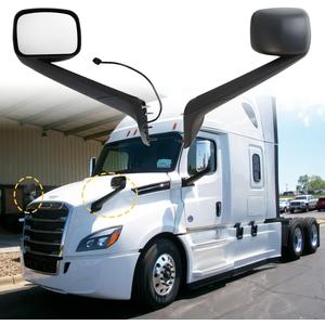 Hood Mirror for FREIGHTLINER CASCADIA, Heated Hood Mirror Assembly for FREIGHTLINER CASCADIA 2018+ (Painting (Black), Left)