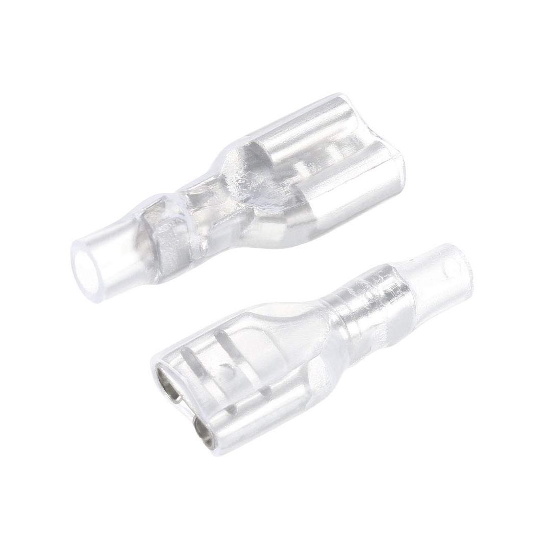 uxcell 100pcs 6.3mm Wire Terminals Connector Quick Splice Female Spade Connect with Insulating Sleeve