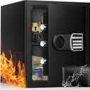 2.5 Cuft Safe Box, Home Safes with Fireproof Waterproof Bag, Anti-Theft Safety Box with Digital Keypad, Smart Alert System, Spare Keys, Removable Shelf, LED Light, Personal Document Safe