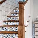 HAOKHOME Peel and Stick Wallpaper Boho Floral White/Navy/Tan Bathroom Wall Paper Stick on Contact Paper 17.3in x 32.8ft