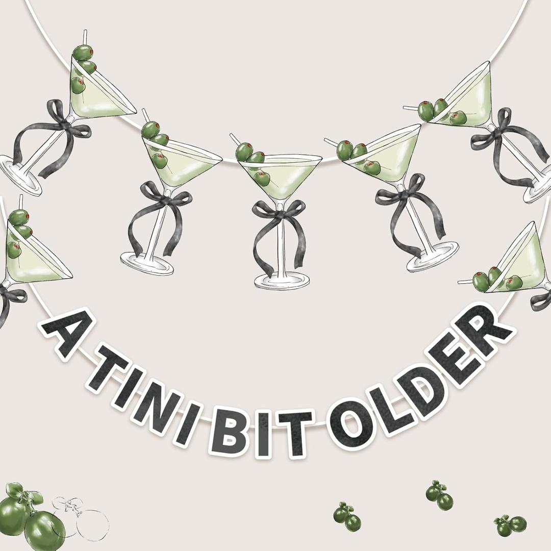 TaoBary A Tini Bit Older Banner, Martini Themed Party Decorations Weenies and Tinis Party Garland Bachelorette Bridal Shower Martini Trendy Birthday Supply, 2 Pcs(Green and Black)
