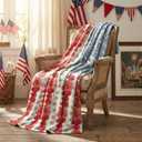 Horaldaily 4th of July Flannel Blanket Throw, Myosotis Poppy Patriotic American Flag Memorial Day Soft Fuzzy Plush Cozy Fleece Blankets for Couch Sofa Bed Decor, Ideal Gifts for Kids Adults 40x50