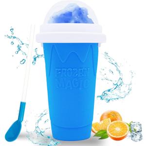 Magic Slushy Maker Squeeze Cup Slushie Maker, Homemade Milk Shake Maker Cooling Cup Squee DIY it for Everyone (Blue)