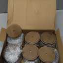 Round Glass Snackle Box Container Snack Organizer and Fruit Platter with Acacia Wood Lids and Tray Divided Serving Tray for Nuts Candy Dry Fruits (6 Jars)