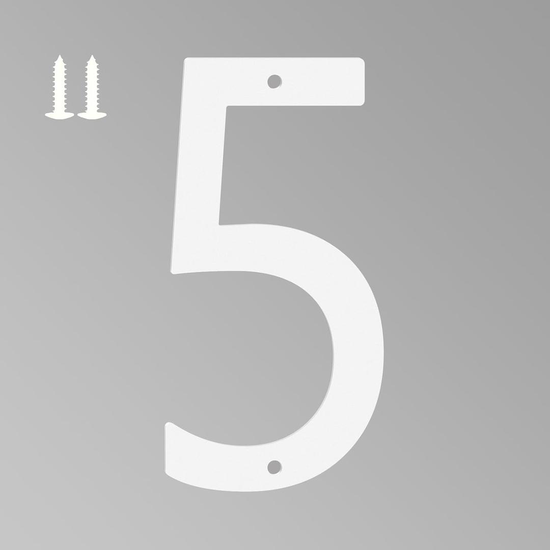10 Inch White House Numbers for Outside, Metal Letters for Outdoor Signs, Anti-rust Aluminium House Address Letters for Front Door, Office, and Garden Decoration (Number 5)