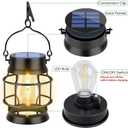 TomCare Solar Lanterns Lights Outdoor Waterproof Metal Hanging Solar Lights Lantern for Outdside Decorative Patio Porch Garden Lawn, 2 Pack (Warm White)