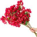 30 Inch Silk Bougainvillea Artificial Flowers, UV Resistant, Pack of 6 pcs, 18 Branch, Faux Flower Stems, Fake Bougainvillea Vines, Using for Wedding & Porch & Home & party & Garden Decor (Red)