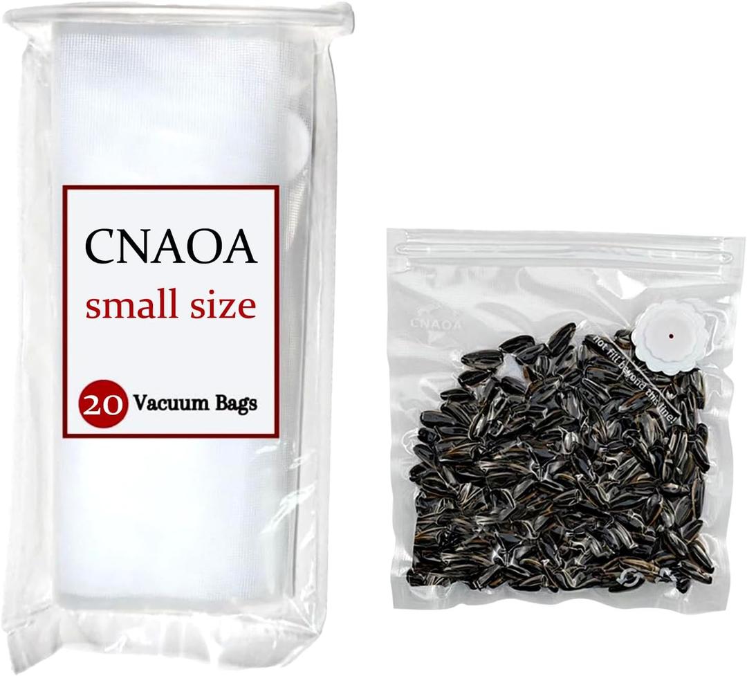 (8" x 9") 20-Pack Reusable Vacuum Seal Food Bags (Vacuum Sealer Machine Not Included), Compatible with CNAOA Vacuum Sealers