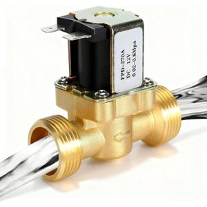 Normally Closed Electric Water Shut off Valve, Brass Electric Solenoid Magnetic Valve, Water Inlet Switch Valve for Water Control, 0.02mpa~0.8mpa, 3/4 Inch DC 12V