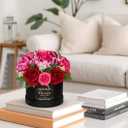 Hollyone Red Artificial Peonies Roses in Vase Round Gift Boxes with Fake Flowers Arrangements Faux Flowers Floral in Box Vase for Her Mothers' Day Valentine's Day Christmas Birthday Graduation Gift