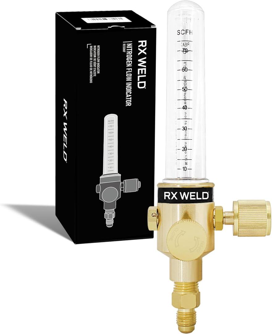 RX WELD Nitrogen Flow Indicator 1/4" SAE Flare Inlet and Outlet 50PSI
