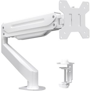 Suptek Monitor Mount Gas Spring Single Monitor Arm Desk Mount Stand Fully Adjustable Fits 17 20 22 23 24 26 27 32 inch Monitors (White)