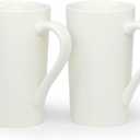 Smilatte 20 oz Large Coffee Mugs, M007 Plain Tall Ceramic Cup with Handle for Dad Men, Set of 2, White
