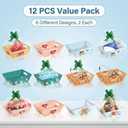 CMSSHUAI 12 Pcs Nurses' Day Appreciation Basket for Gifts Bulk DIY Empty to Fill Kit Thank You Tray Cardboard with Bows, Cellophane Bags for Nurses' Day