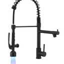 Fapully Black Kitchen Faucet with Pull Down Sprayer,Commercial LED Kitchen Faucet,Single Handle Single Hole Kitchen Sink Faucets