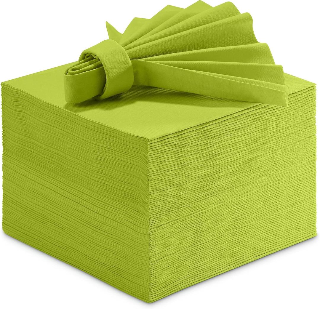 Linen-Feel Colored Paper Napkins - Decortive Cloth-Like KIWI Luncheon Napkins - Soft And Absorbent. For Kitchen, Party, Wedding, Dinner Or Any Occasion. (Pack of 50)