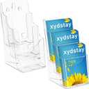 xydstay Acrylic Brochure Holder 4 x 9 Inch, 3-Tier Clear Pamphlet & Flyer Display Stand, Self-Standing Literature Holder for Countertop or Wall Mount, 2 Pack