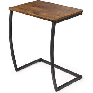 SRIWATANA Side Table, End Table, Vintage C-Shaped Couch Table for Sofa Laptop Coffee Snack, Walnut
