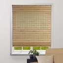 Sheer Bamboo Roman Shades with Valance - Tuscan, 30" W x 74" H - Light Filtering Cordless Blinds for Interior Windows - Real Natural Bamboo Material - Mounting Hardware Included