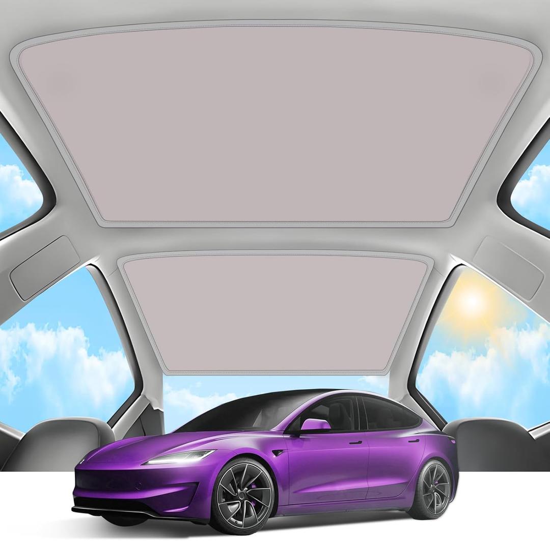 2025 Upgrade Sunshade Roof for Tesla Model 3 Highland 2024 2025 [No-Gap/Sag-Free] Heat Insulation Glass Roof Sunshade Sunroof for Tesla Model 3 Accessories 2025 2024 Red