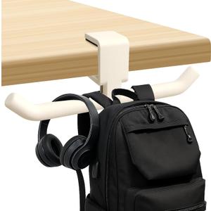 80-lb Heavy-Duty Bag Hook for Desk or Table,Adjustable Purse Hanger,Purse Hook,Backpack Holder for Table & Handbag Hanger,Space-Saving Organizer for Classroom, Dorm Office,Home,and Cafe Tables (White)