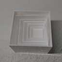 lyrlody 6 Piece Cube Display Stands, Multifunctional Transparent Boxes Square, Stackable 5 Sided Acrylic Nesting Boxes for Desserts, Collectibles, Statues & Retail Displays (White)