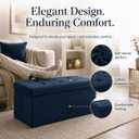 ALASDO 30 Inch Folding Storage Ottoman Bench with Hidden Storage, Velvet Storage Ottoman Foot Rest Stool, End of Bed Bench for Bedroom, Living Room, Entryway and Closet, Navy Blue, 15"D x 30"W x 15"H