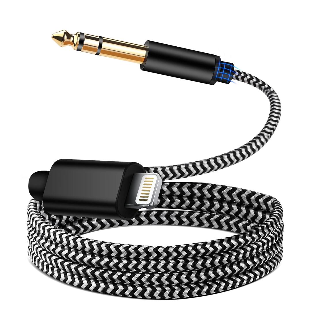 [MFi Certified] Lightn ing to 1/4 inch Audio TRS Stereo Cable, 6.6FT Light ning to 6.35mm inch Adapter, Compatible with i-Pad, i-Phone 14/13/12/Pro, for Amplifier,Speaker,Mixer[NOT for Recording]