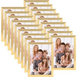 WIFTREY 5x7 Gold Picture Frame Bulk, Multi 5 x 7 Photo Frames for Wall Hanging or Tabletop Display, 18 Pack
