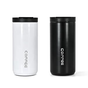 Icesip Insulated Coffee Mug 14oz, 2 pack Travel Coffee Tumbler, Vacuum Insulated Coffee Mug with Leak Proof Screw Lid Coffee Cup for Men and Women for Hot & Cold Drinks