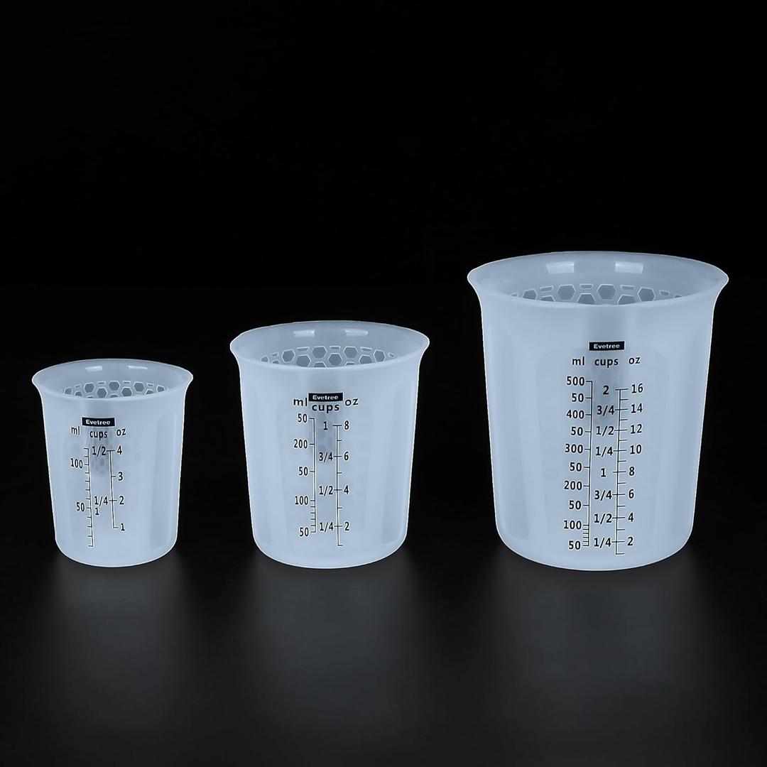 Silicone Measuring Cup for Cooking Silicone Flexible Melting Measure Cup for Butter, Chocolate, Water, 1/2 Cup&1 Cup&2 Cup (3 Pieces)
