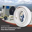 50 FT Air Conditioning Copper Hose Hose Extension, 1/4 and 1/2 Inch Thickened Insulation Cotton with Nuts and Other Accessories Fit for Mini Split Air Conditioner