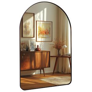 ANDY STAR Arched Mirror, 24 x 36 Inch Brushed Bronze Wall Mirror in Stainless Steel Metal Frame, Arch Top Rounded Corner 1 Inch Deep Set Design Wall Mount Hangs Vertical