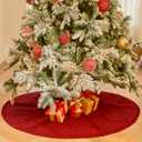 36 inch red Knitted Christmas Tree Skirt: Small Thick Cable Knit Round Tree Skirt for 4ft 5ft Tree Rustic Neutral Farmhouse Neutral Christmas Decor Tree Base Cover Xmas Home Decorations