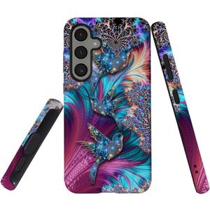 for Samsung Galaxy S24+ Case 2-in-1 Glossy All Inclusive Anti Fall Doublelayer Protection Soft TPU+PC Back Pattern Case Compatible with Samsung Galaxy S24+ 6.7inch for Girls Diamond Bird