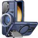 for Samsung Galaxy S23 Case Compatible with MagSafe [Built-in Camera Cover Stand][Military-Grade Shockproof][Dual Layer Protection] Heavy Duty Rugged Bumper for S23 Phone Case, Blue