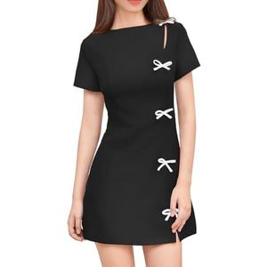 XXTAXN Women's Summer Boat Neck Short Sleeve Elegant Y2k A Line Mini Dress Size L