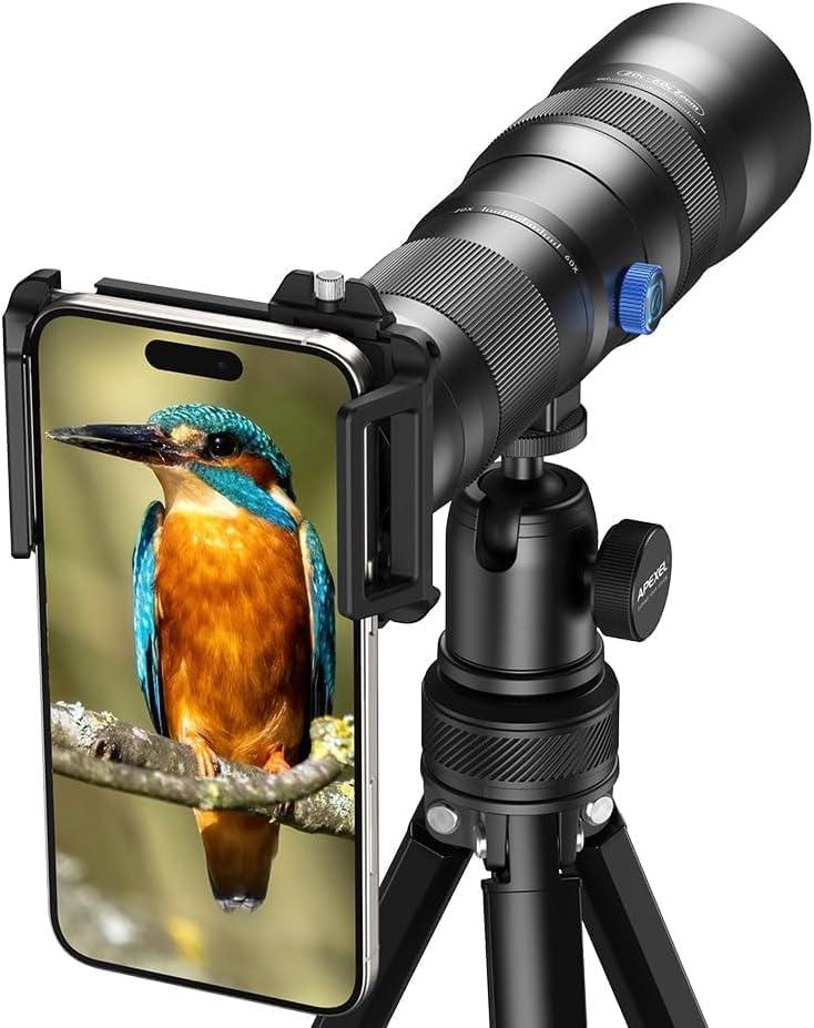 Evil Eye 20-60X Zoom Telephoto Lens, High Power HD Telephoto Phone Lens with Tripod and Universal Phone Clip for iPhone 16/15/14/13 Series, Samsung, Android Phone and Most Smartphone
