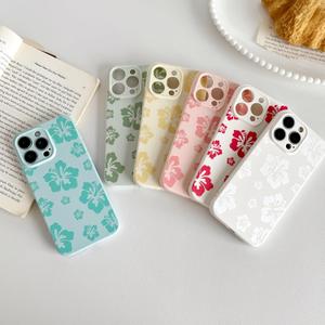 Skyseaco for iPhone 13 Pro Max Case Cute Hibiscus Phone Case Flower Design Soft Slim TPU Shockproof Camera Protection Phone Cover for Women Girls - Blue Item Only