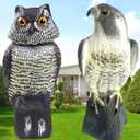 15" Owl & Hawk Decoys to Scare Birds Away, Hawk Decoy, Owl & Hawk Decoy, Fake Owl and Decoys to Scare Birds Away-2 Pack Wind-Driven BirdRepellent for Farms,Gardens -50% Larger Size