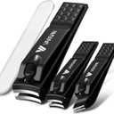 German Nail Clippers for Men, VANWIN Nail Clipper Set (4-Pack) Ultra Sharp Matte Stainless Steel Fingernail & Toenail Clippers with Glass Nail File, Nail Cutter Stocking Stuffers for Men Women Black